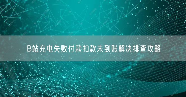 B站充电失败付款扣款未到账解决排查攻略